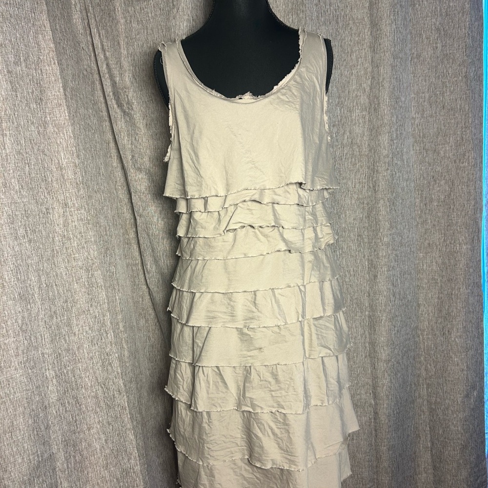 Alfani Cream Tiered Ruffled Midi Dress